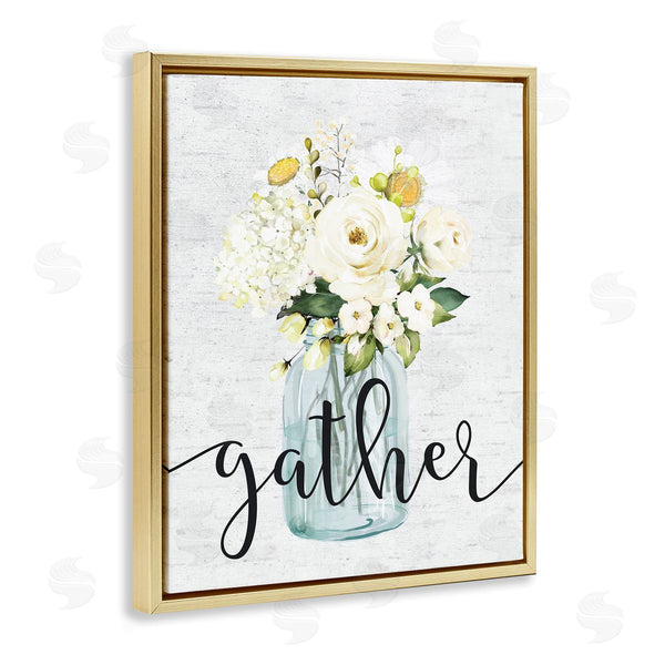 Stupell Industries Lettered And Lined | Gather Text White Spring Bouquet