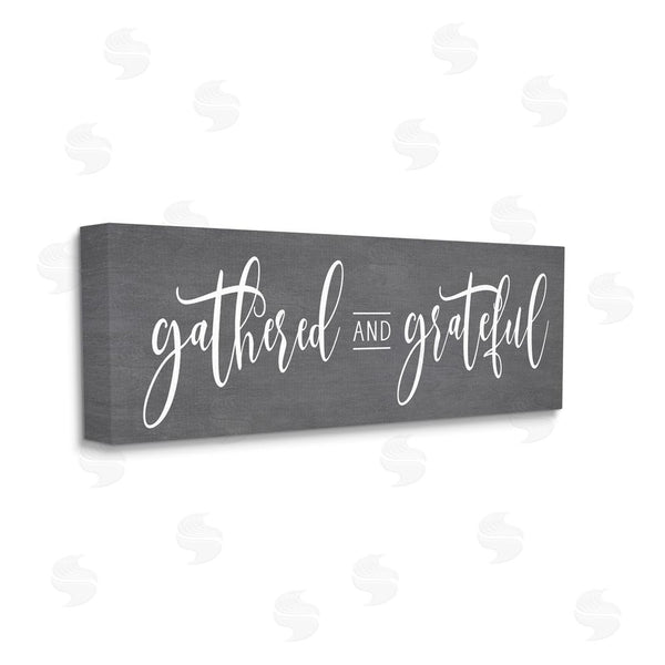 Stupell Industries Lettered And Lined | Gathered & Grateful Fancy Cursive Thankful Family Wall Art