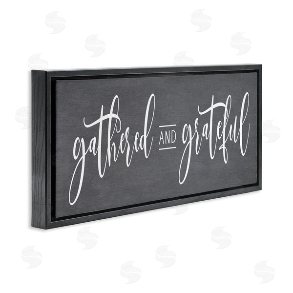 Stupell Industries Lettered And Lined | Gathered & Grateful Fancy Cursive Thankful Family Wall Art