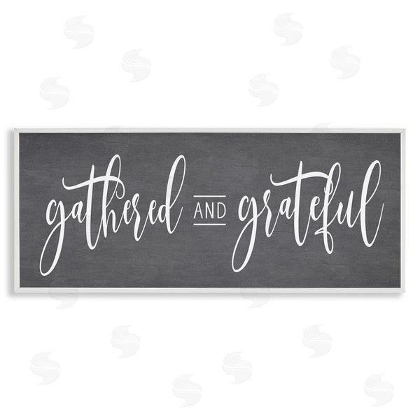 stupell industries Lettered and Lined | Gathered & Grateful Fancy Cursive Thankful Family Wall Art