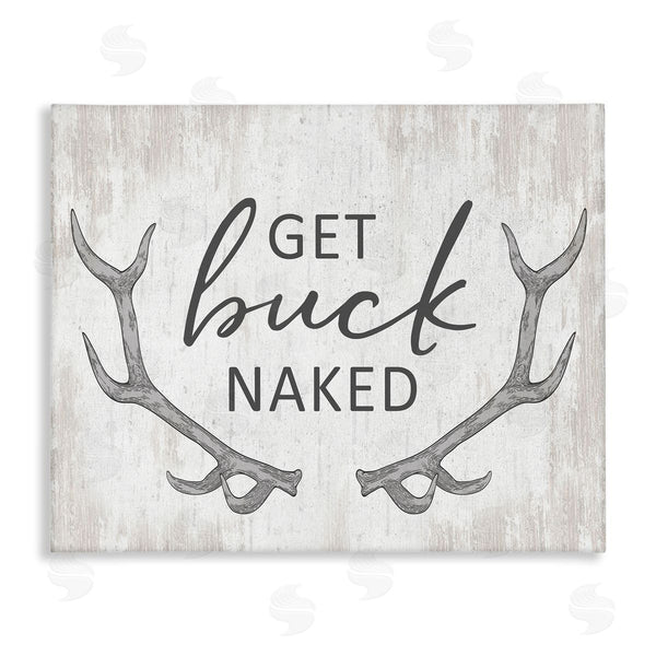 stupell industries Lettered and Lined | Get Buck Naked Witty Rustic Animal Antlers Wall Art