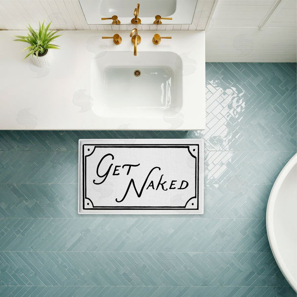 Stupell Industries Lettered And Lined | Get Naked Funny Phrase Plush Bath Mat