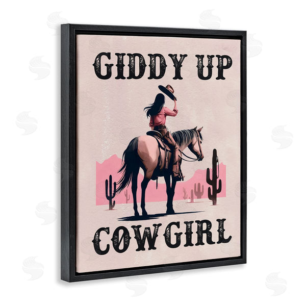 Stupell Industries Lettered And Lined | Giddy Up Brunette Cowgirl