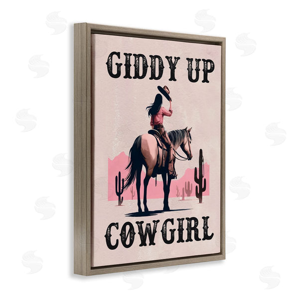 Stupell Industries Lettered And Lined | Giddy Up Brunette Cowgirl