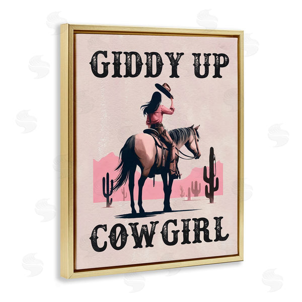 Stupell Industries Lettered And Lined | Giddy Up Brunette Cowgirl