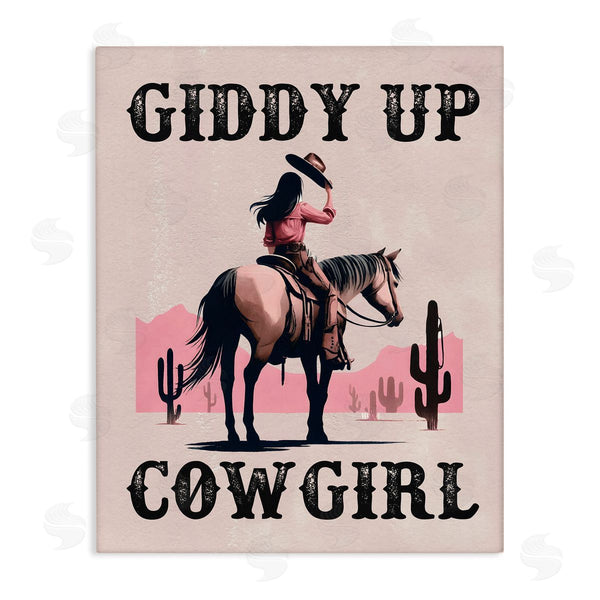 stupell industries Lettered and Lined | Giddy Up Brunette Cowgirl