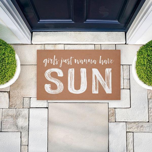 Stupell Industries Lettered And Lined | Girls Just Wanna Have Sun Non-Woven Door Mat
