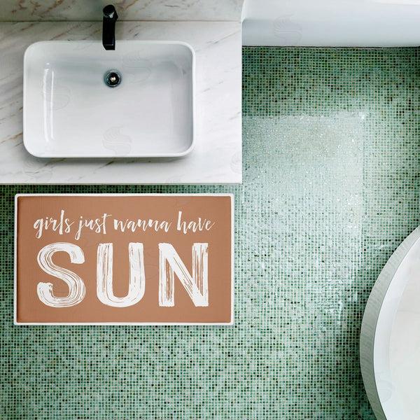 Stupell Industries Lettered And Lined | Girls Just Wanna Have Sun Plush Bath Mat