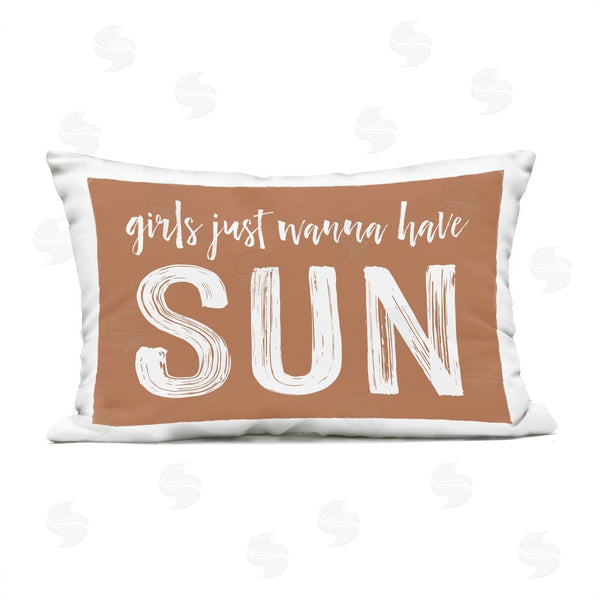 Stupell Industries Lettered And Lined | Girls Wanna Have Sun Brown Printed Throw Pillow