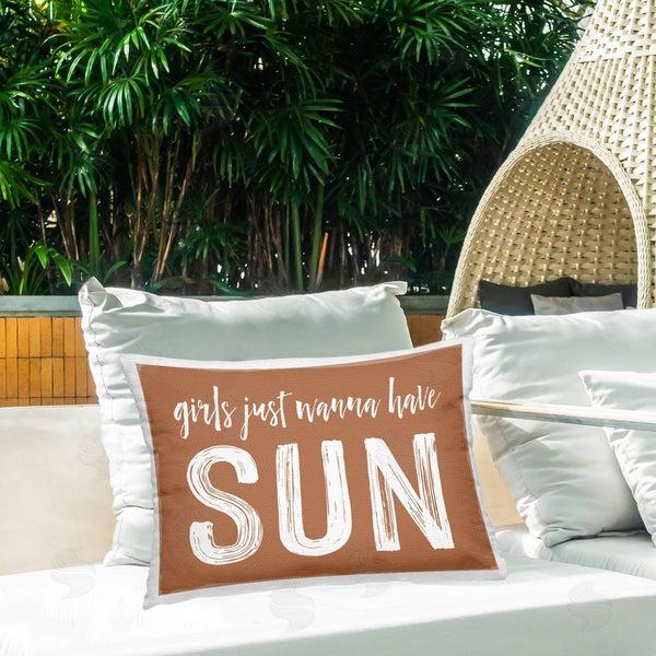 Stupell Industries Lettered And Lined | Girls Wanna Have Sun Brown Printed Throw Pillow
