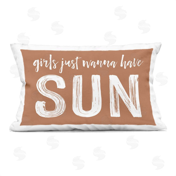 stupell industries Lettered and Lined | Girls Wanna Have Sun Brown Printed Throw Pillow