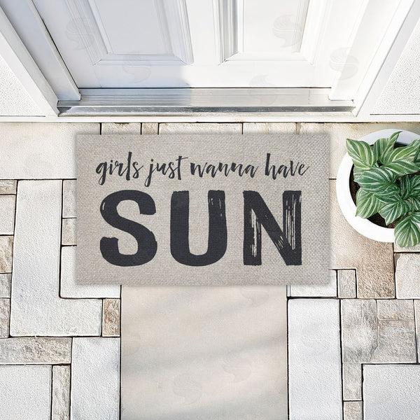 Stupell Industries Lettered And Lined | Girls Wanna Have Sun Faux Sisal Door Mat