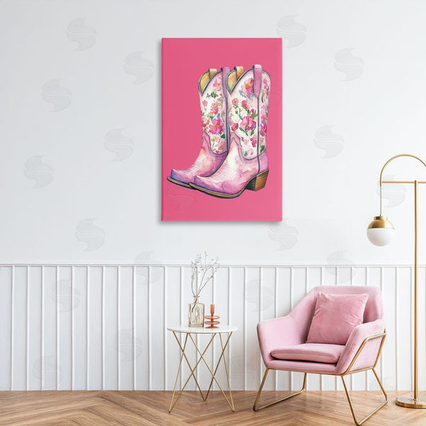 Stupell Industries Lettered And Lined | Glam Cowgirl Boots On Pink