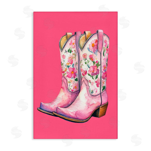 stupell industries Lettered and Lined | Glam Cowgirl Boots on Pink