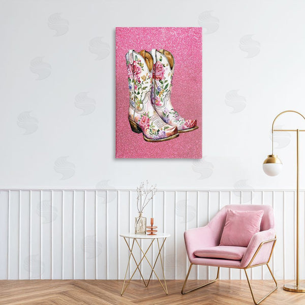 Stupell Industries Lettered And Lined | Gleaming Floral Cowgirl Boots