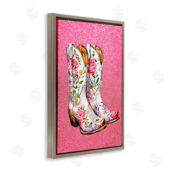 Stupell Industries Lettered And Lined | Gleaming Floral Cowgirl Boots