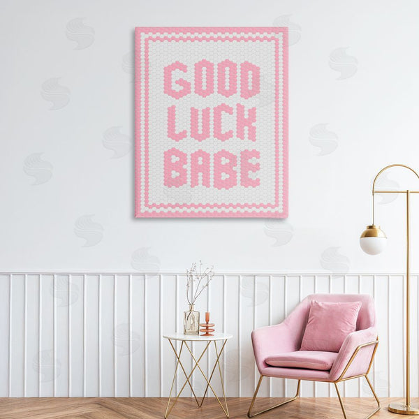 Stupell Industries Lettered And Lined | Good Luck Babe Pink Mosaic