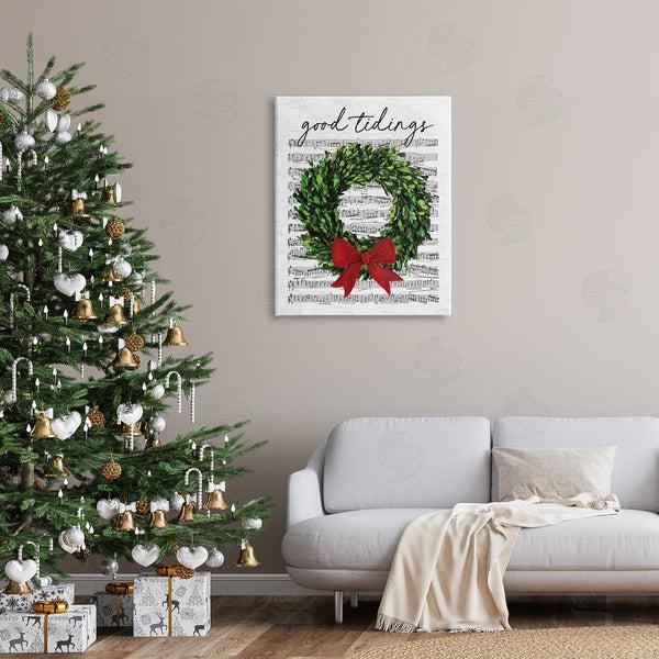 Stupell Industries Lettered And Lined | Good Tidings Holiday Wreath Wall Art
