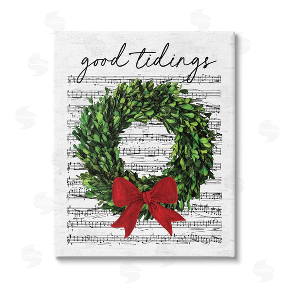 stupell industries Lettered and Lined | Good Tidings Holiday Wreath Wall Art