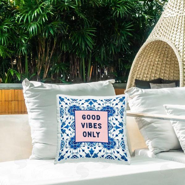 Stupell Industries Lettered And Lined | Good Vibes Only Boho Printed Throw Pillow