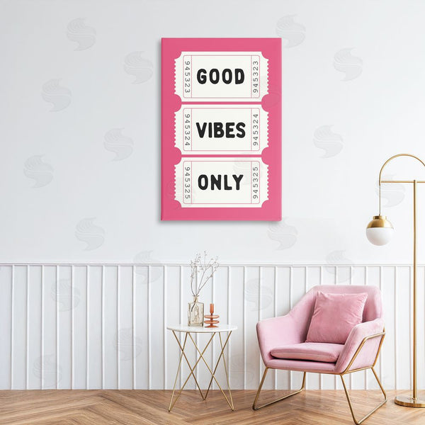 Stupell Industries Lettered And Lined | Good Vibes Only White & Pink