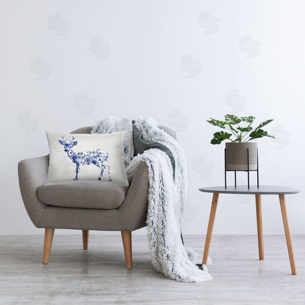 Stupell Industries Lettered And Lined | Graceful Toile Deer Printed Throw Pillow