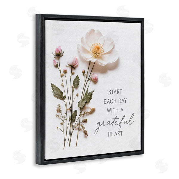 Stupell Industries Lettered And Lined | Grateful Heart Pressed Flowers Wall Art