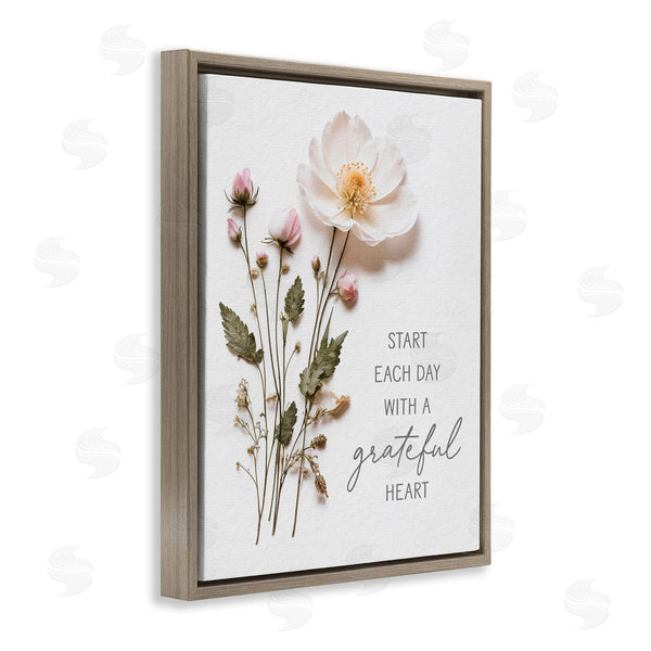 Stupell Industries Lettered And Lined | Grateful Heart Pressed Flowers Wall Art