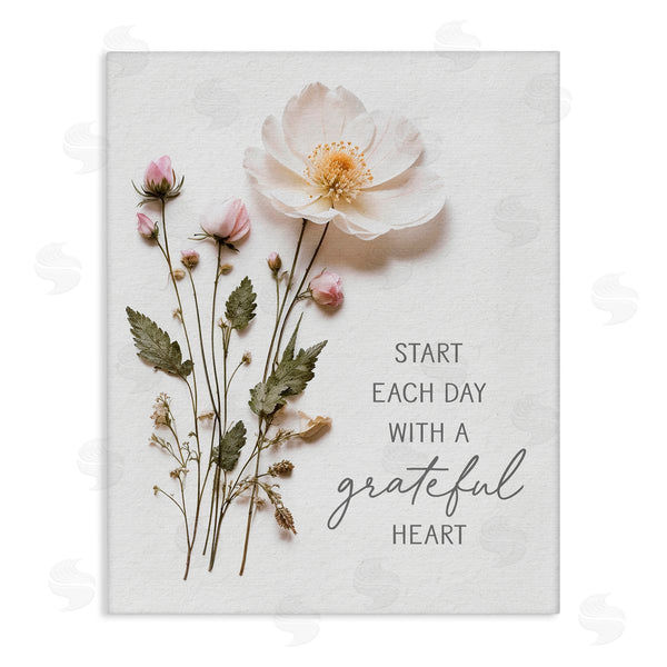 stupell industries Lettered and Lined | Grateful Heart Pressed Flowers Wall Art