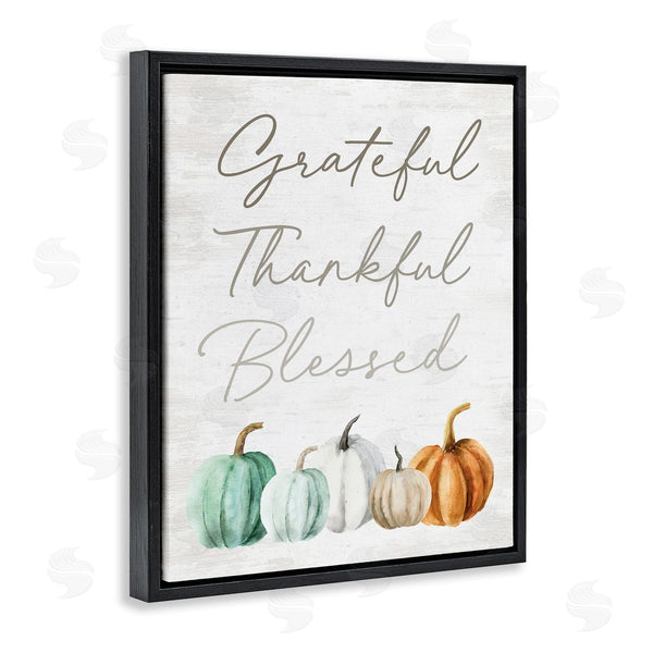 Stupell Industries Lettered And Lined | Grateful Thankful Blessed Script Rustic Arranged Pumpkins Wall Art
