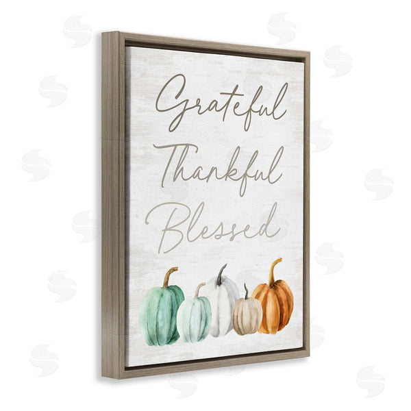 Stupell Industries Lettered And Lined | Grateful Thankful Blessed Script Rustic Arranged Pumpkins Wall Art