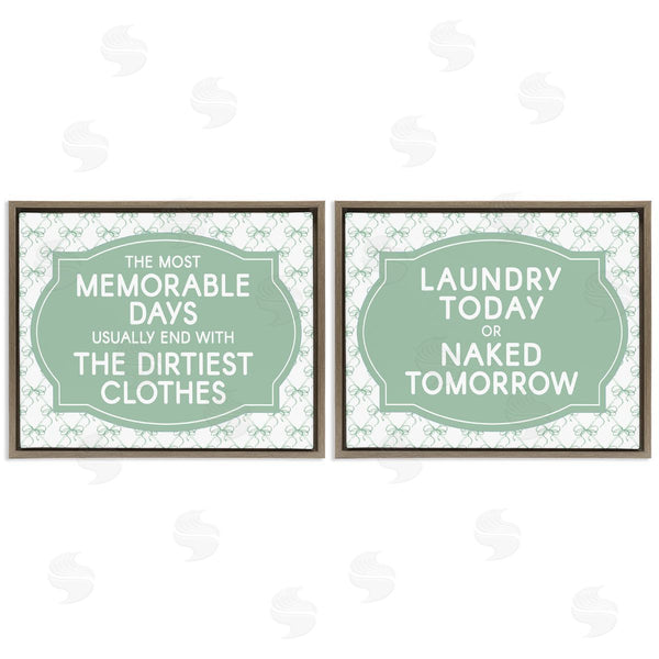 Stupell Industries Lettered And Lined | Green Bow Laundry Sentiments