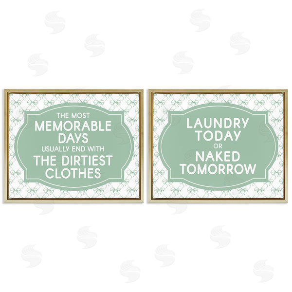 Stupell Industries Lettered And Lined | Green Bow Laundry Sentiments