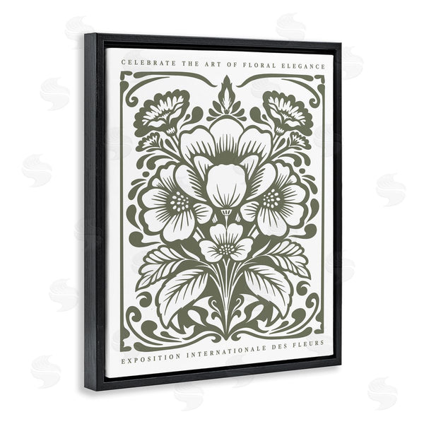 Stupell Industries Lettered And Lined | Green Outline Floral Bouquet