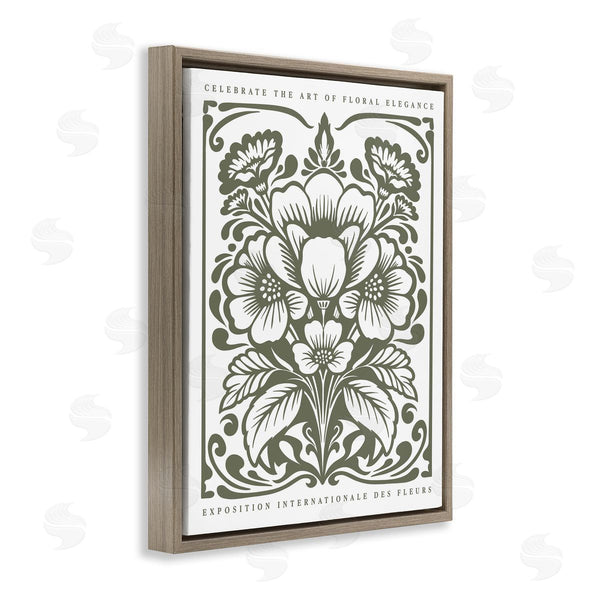 Stupell Industries Lettered And Lined | Green Outline Floral Bouquet