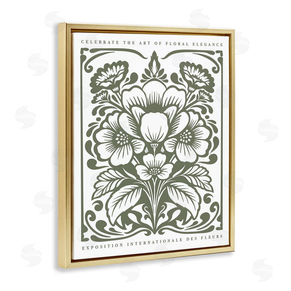 Stupell Industries Lettered And Lined | Green Outline Floral Bouquet