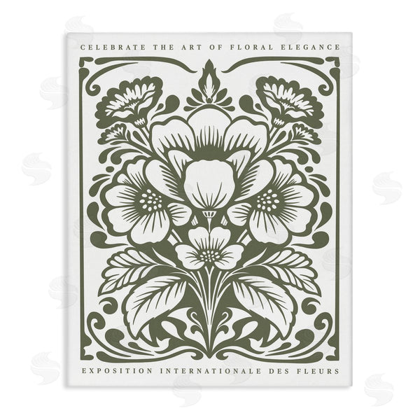 stupell industries Lettered and Lined | Green Outline Floral Bouquet