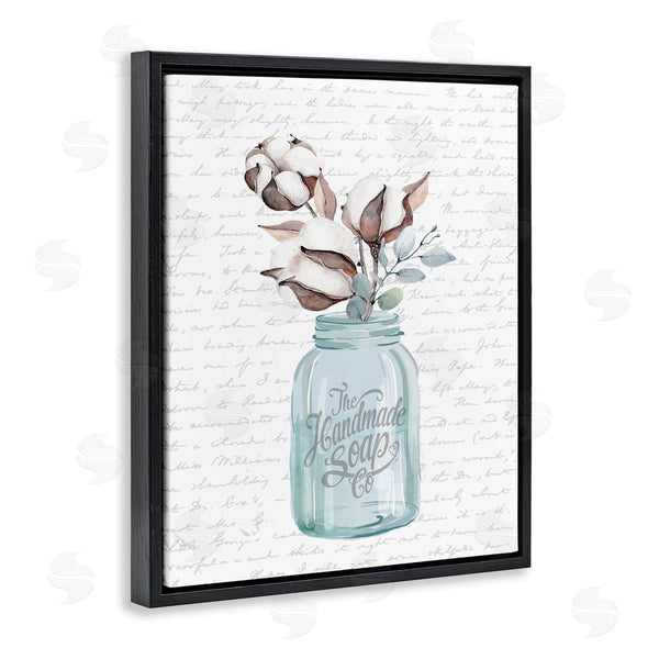 Stupell Industries Lettered And Lined | Handmade Soap Jar & Cotton Flower