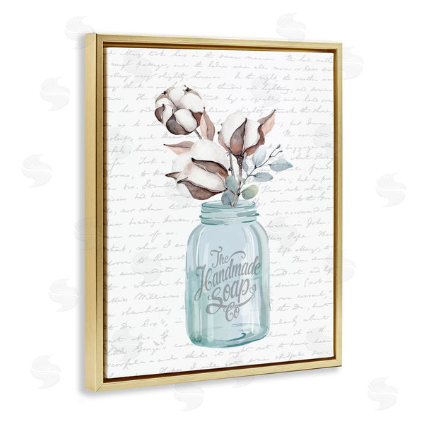 Stupell Industries Lettered And Lined | Handmade Soap Jar & Cotton Flower