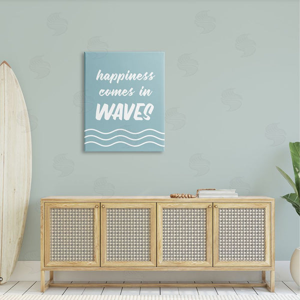 Stupell Industries Lettered And Lined | Happiness Beach Water Waves Uplifting Cursive Phrase Wall Art