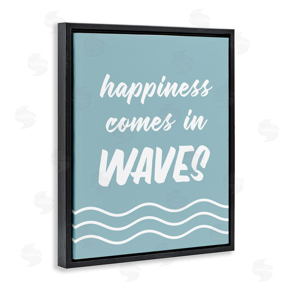 Stupell Industries Lettered And Lined | Happiness Beach Water Waves Uplifting Cursive Phrase Wall Art