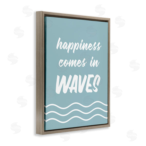 Stupell Industries Lettered And Lined | Happiness Beach Water Waves Uplifting Cursive Phrase Wall Art