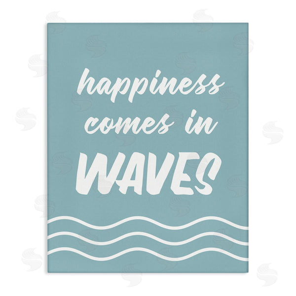 stupell industries Lettered and Lined | Happiness Beach Water Waves Uplifting Cursive Phrase Wall Art