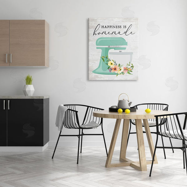 Stupell Industries Lettered And Lined | Happiness Is Homemade Phrase Floral Kitchen Stand Mixer Wall Art