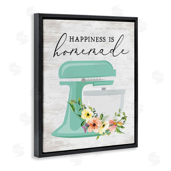 Stupell Industries Lettered And Lined | Happiness Is Homemade Phrase Floral Kitchen Stand Mixer Wall Art