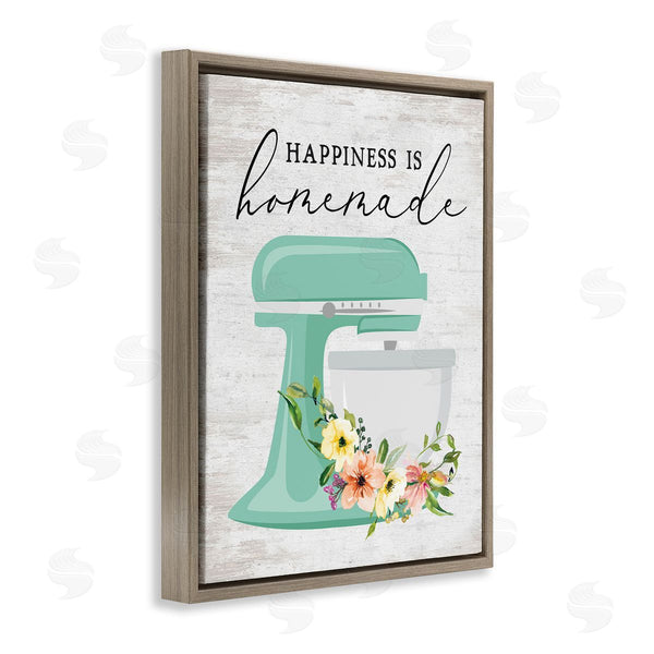 Stupell Industries Lettered And Lined | Happiness Is Homemade Phrase Floral Kitchen Stand Mixer Wall Art