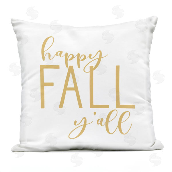 Stupell Industries Lettered And Lined | Happy Fall Y'all Autumn Calligraphy Printed Throw Pillow