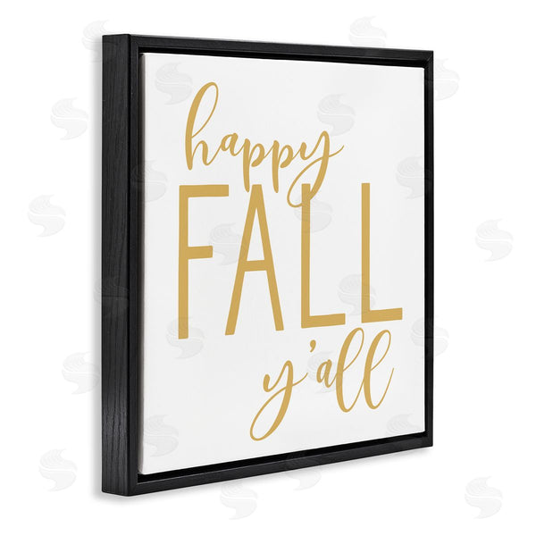 Stupell Industries Lettered And Lined | Happy Fall Y'all Casual Yellow Seasonal Typography Wall Art
