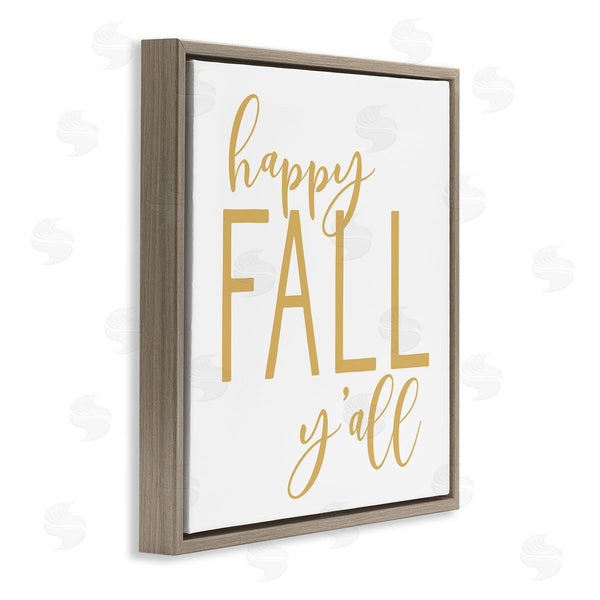 Stupell Industries Lettered And Lined | Happy Fall Y'all Casual Yellow Seasonal Typography Wall Art