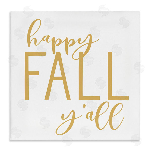 stupell industries Lettered and Lined | Happy Fall Y'all Casual Yellow Seasonal Typography Wall Art